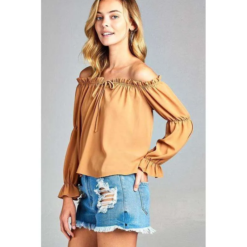 Melise Front Tie Cold Shoulder Top