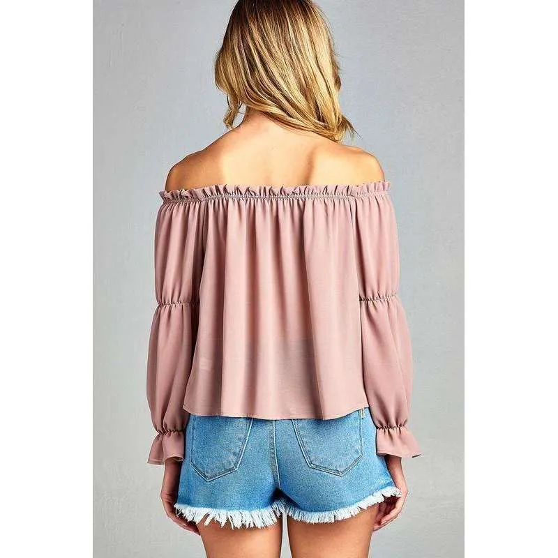 Melise Front Tie Cold Shoulder Top