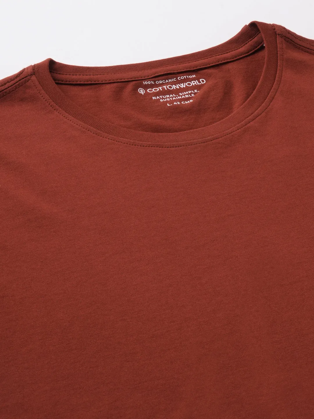 Men's Rust Cotton Regular Fit Tshirt