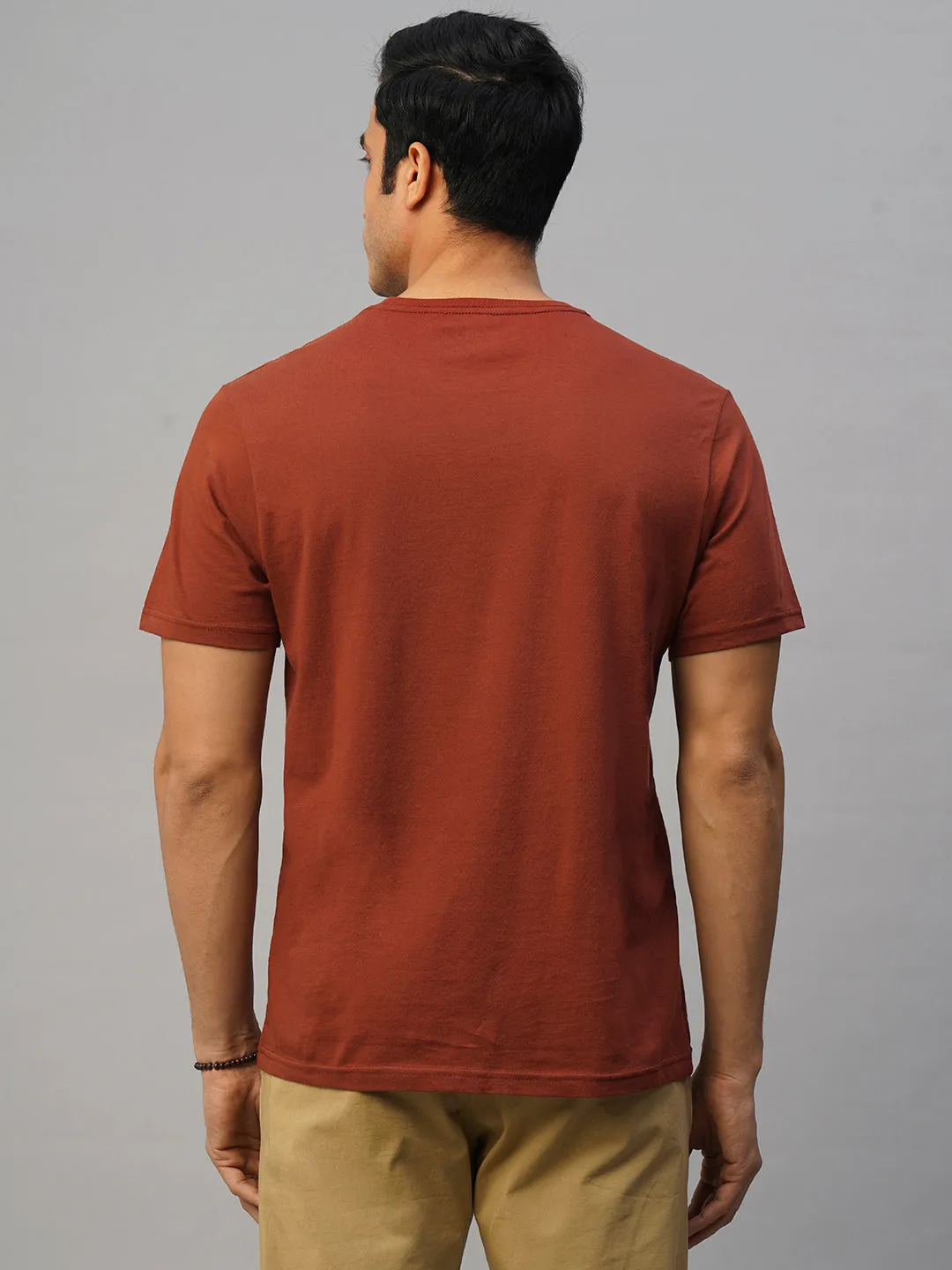 Men's Rust Cotton Regular Fit Tshirt