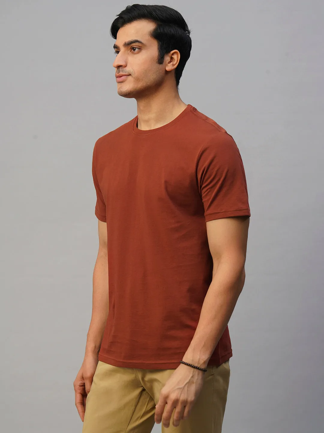 Men's Rust Cotton Regular Fit Tshirt