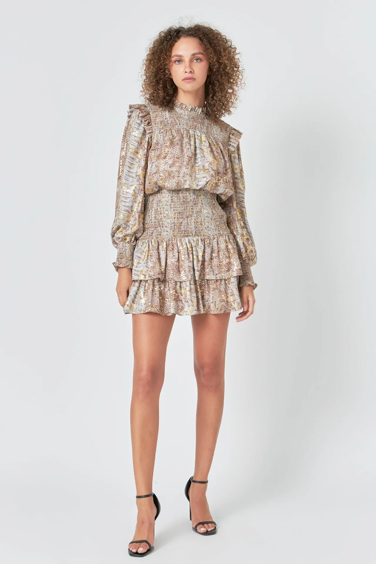 Metallic Animal Print Mini Dress