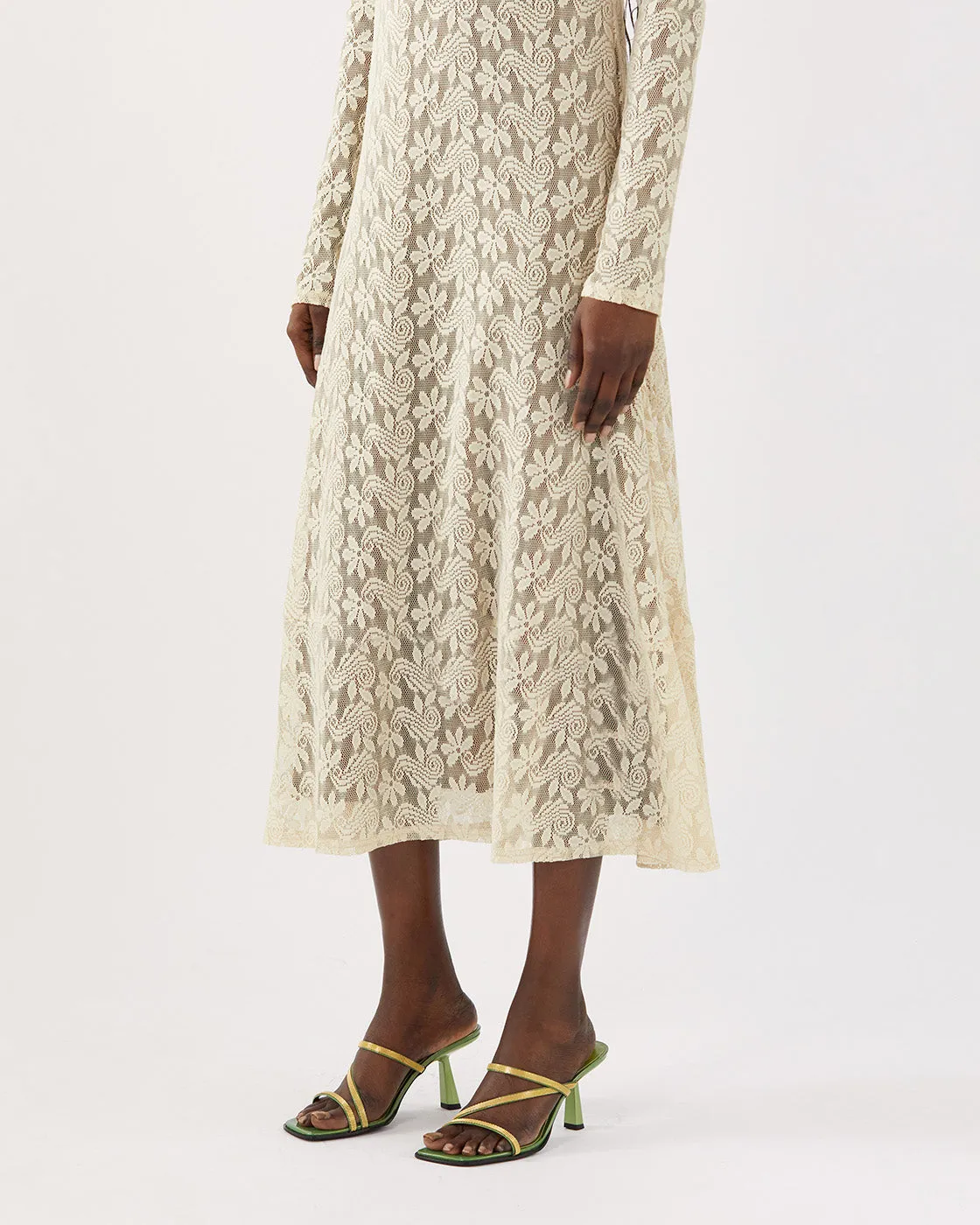 Micah Dress Floral Lace Cream