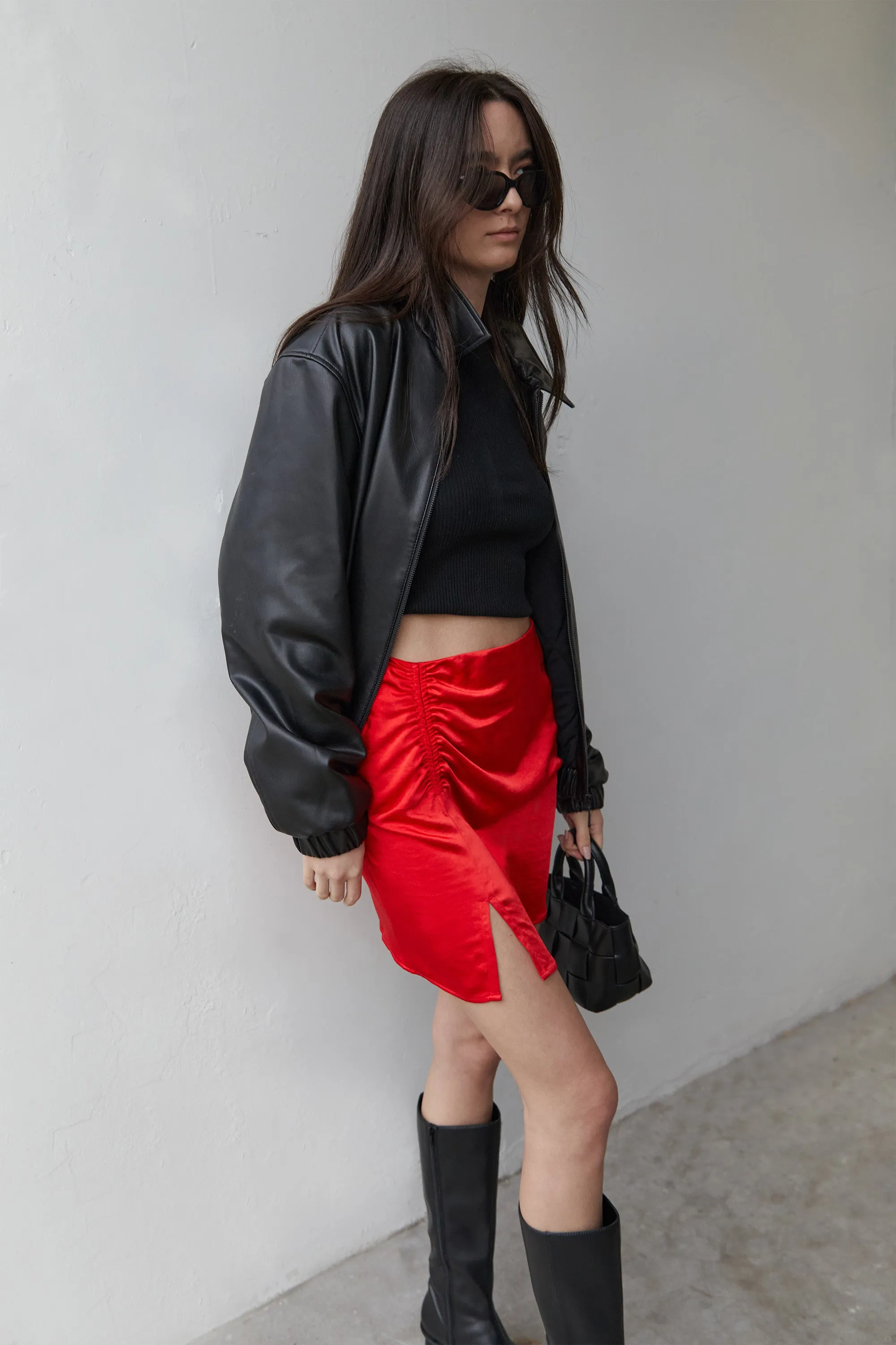 MINI SATIN SKIRT