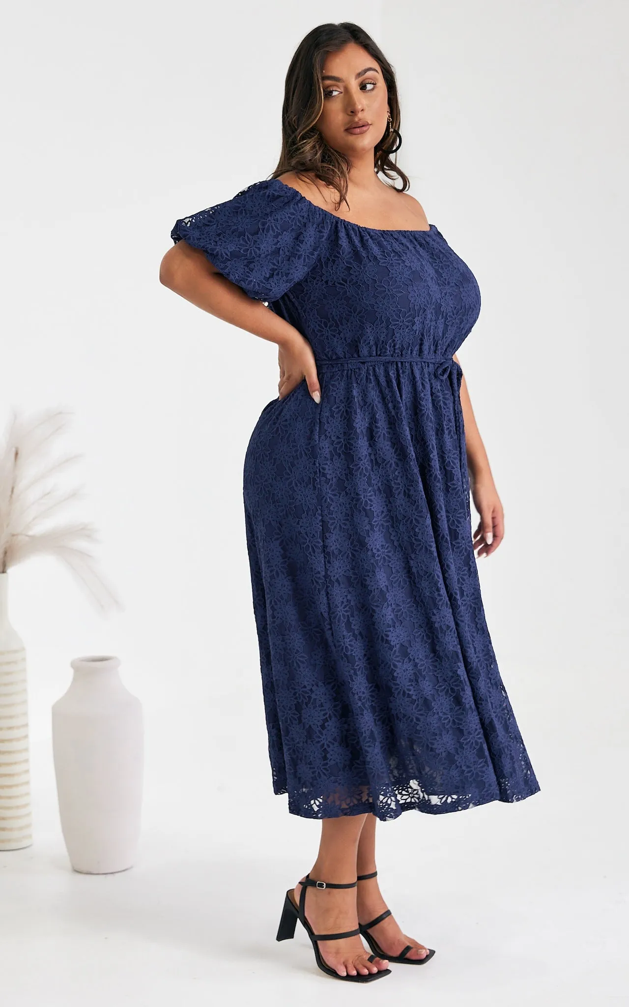 Nara Midi Dress - Navy Lace