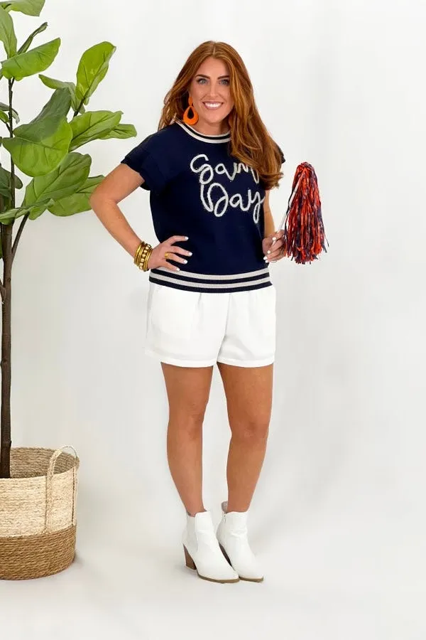 Navy and Silver Game Day Top