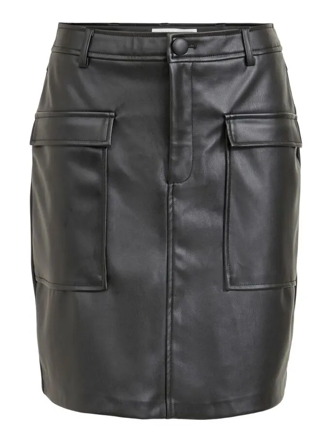 Nelly Faux Leather Mini Skirt (Black)