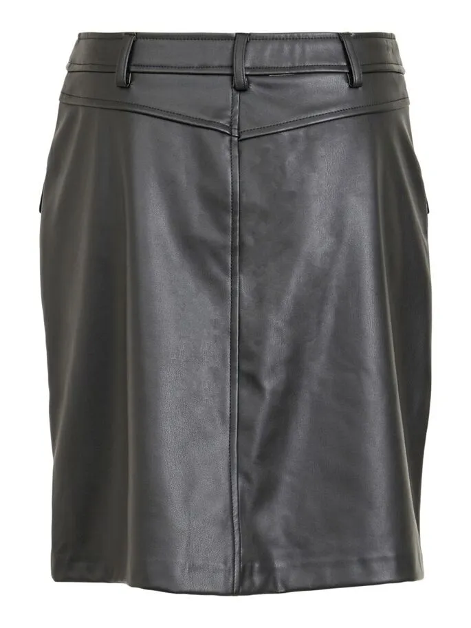 Nelly Faux Leather Mini Skirt (Black)