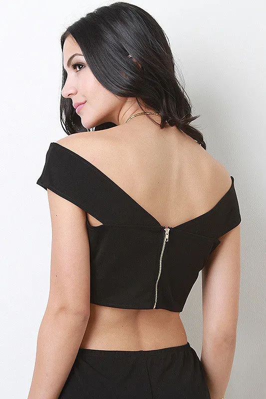 Off Shoulder Panel Crop Top