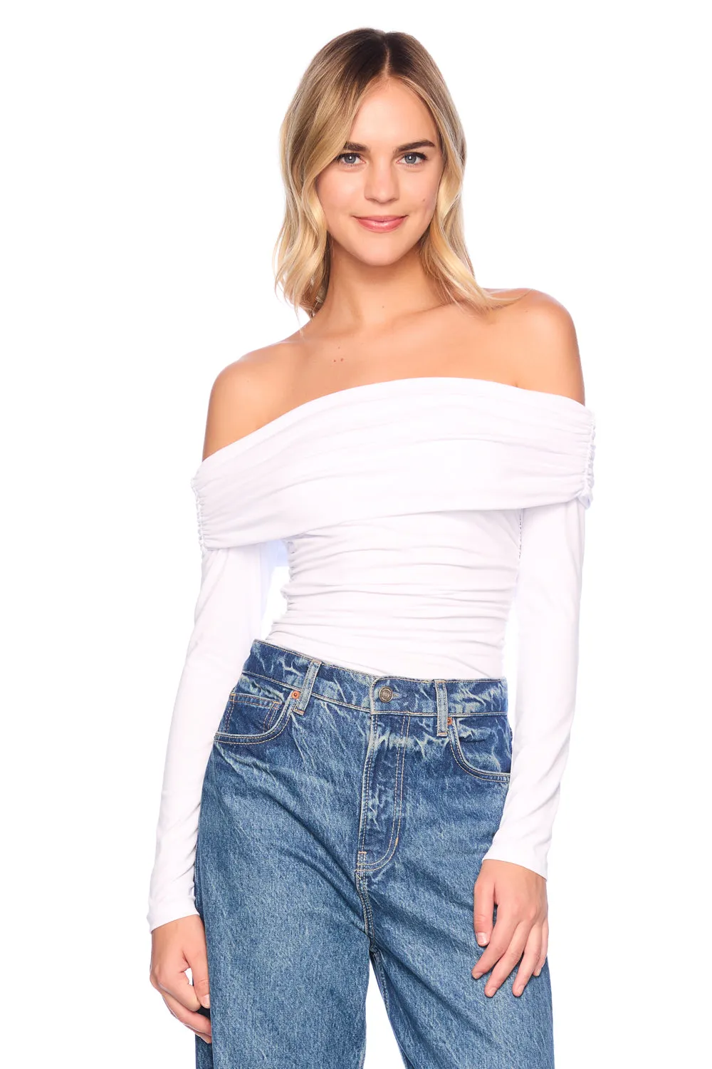 off the shoulder gathered top