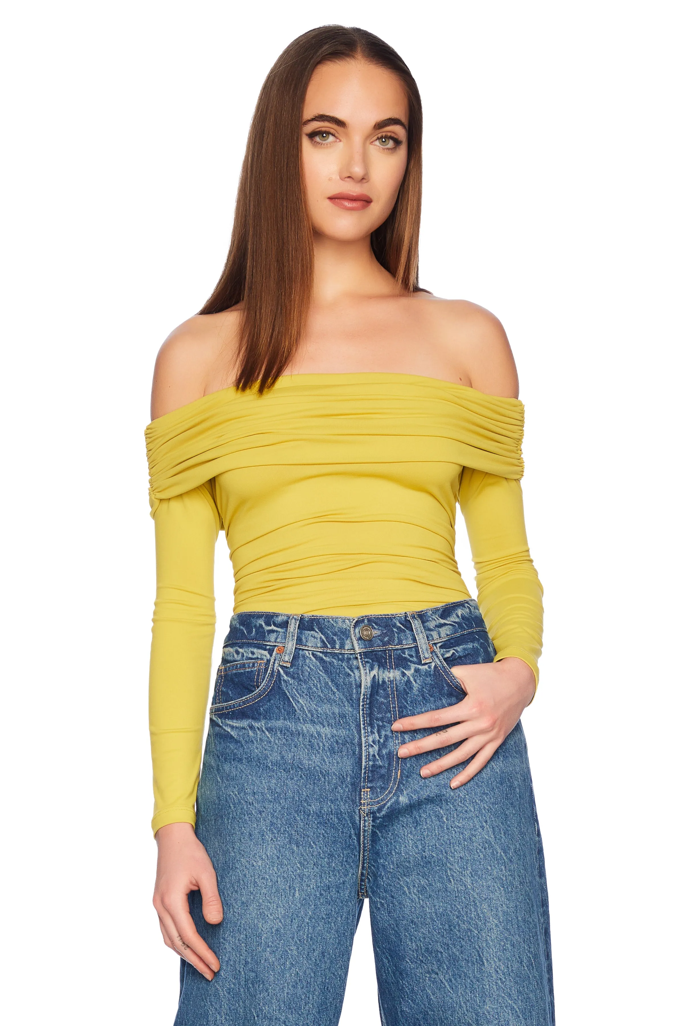 off the shoulder gathered top