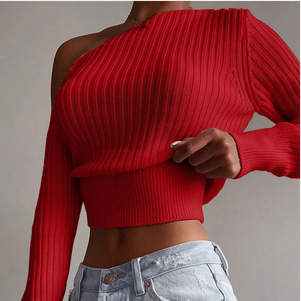 On & Off Shoulder Knitted Top