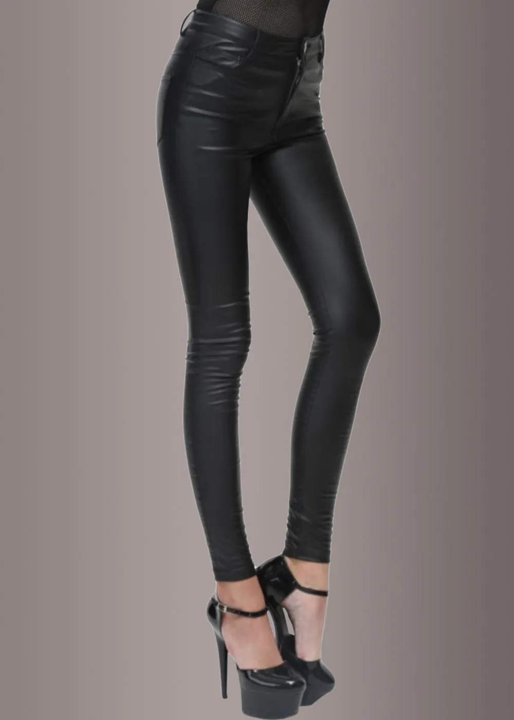 Paint it Black Skinny Fit Vegan Leather Pants