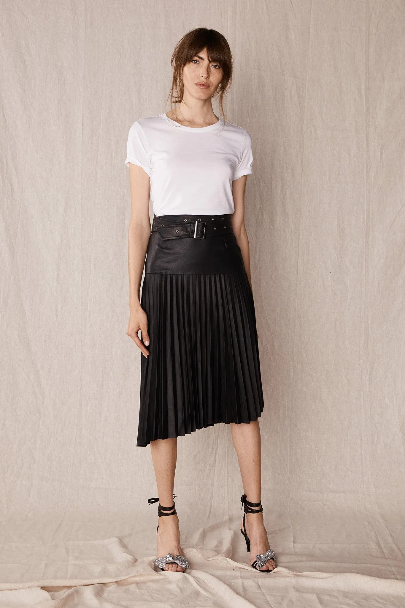 Park Avenue Pleated Skirt Black Leather