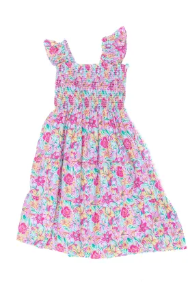 Pink Resort Floral Smocked Ladies Dress