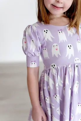 Puff Twirl Dress in Purple Girly Ghost