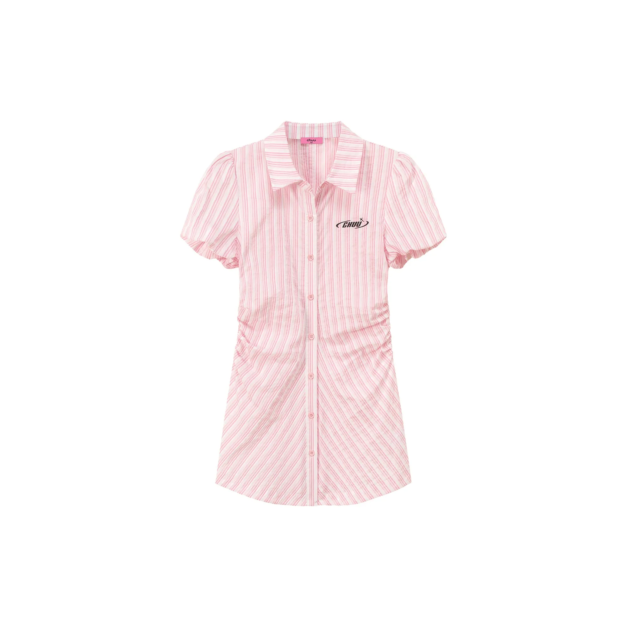 Puffy Short Sleeve Stripe Shirt