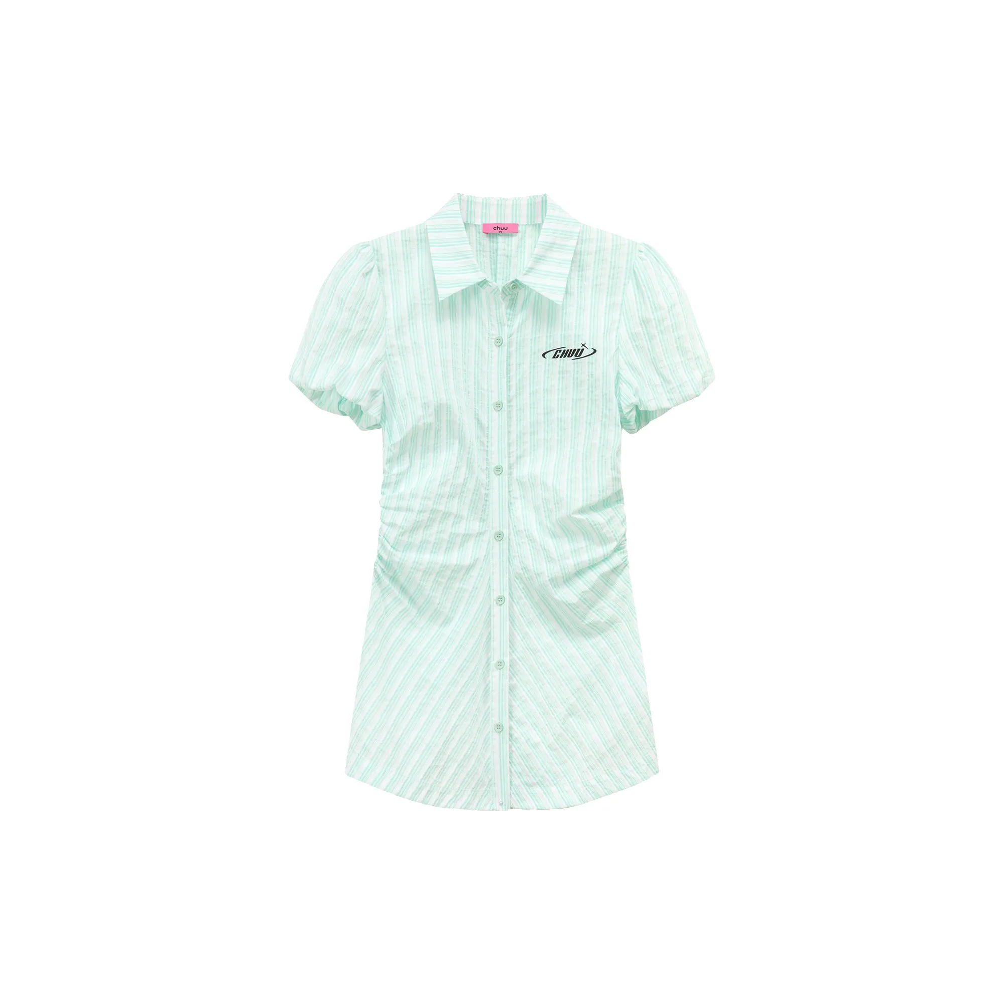 Puffy Short Sleeve Stripe Shirt