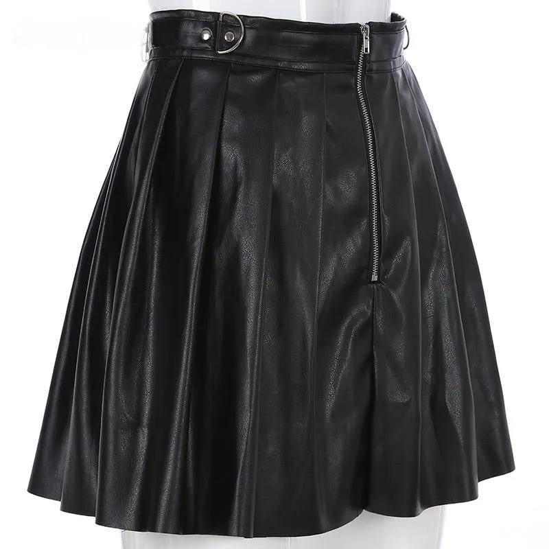 "PLEATED LEATHER" SKIRT