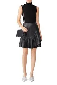 REBECCA TAYLOR NEW VEGAN LEATHER SKIRT - 0