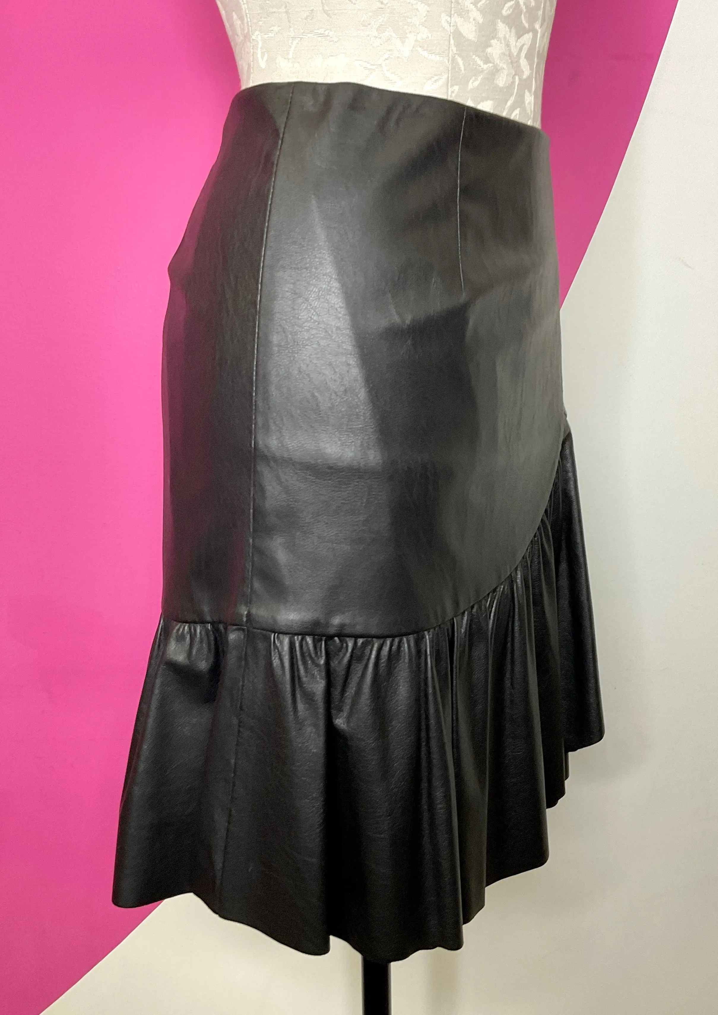 REBECCA TAYLOR NEW VEGAN LEATHER SKIRT - 0