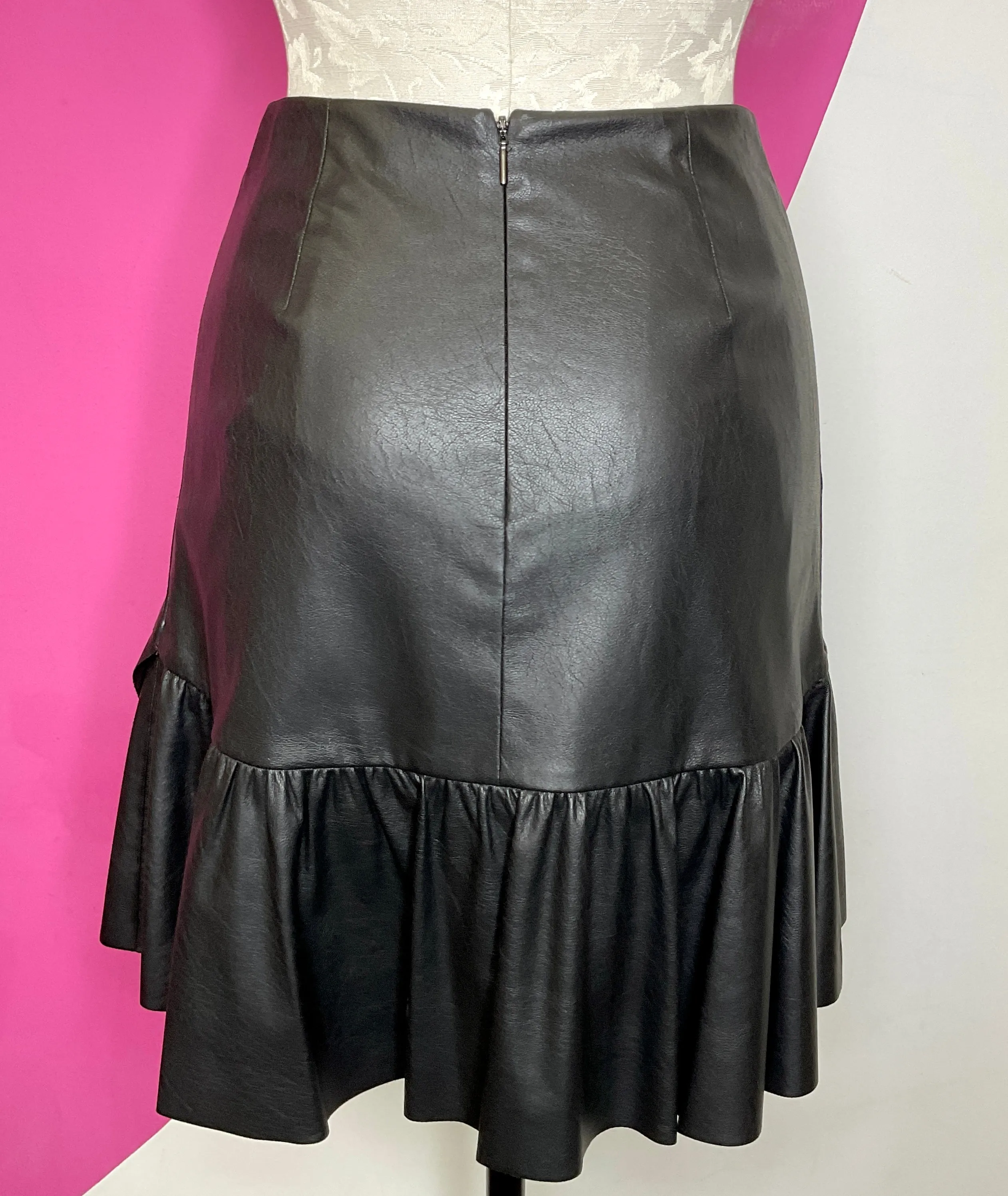 REBECCA TAYLOR NEW VEGAN LEATHER SKIRT - 0