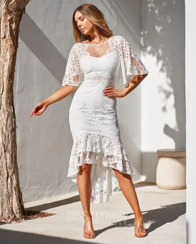 Reyna Lace Midi Dress - White