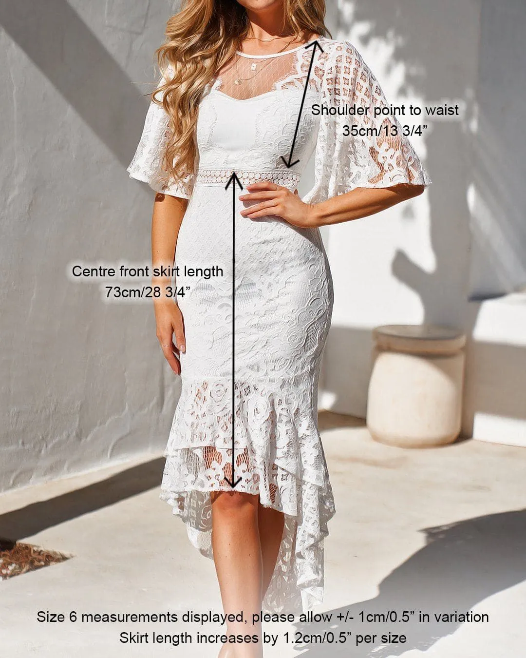 Reyna Lace Midi Dress - White