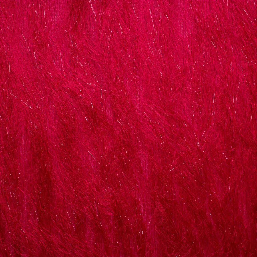 Rich Red Metallic Fringed Knit