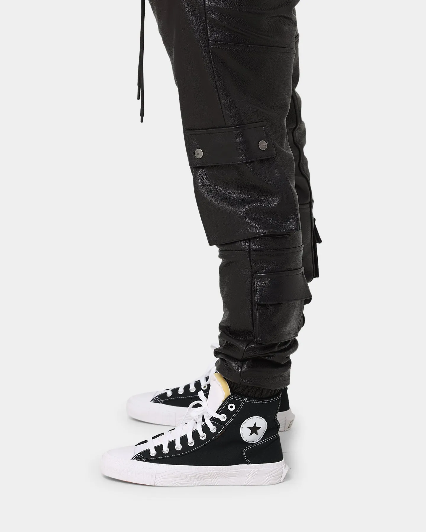 Saint Morta Leather Cargo Jogger Black