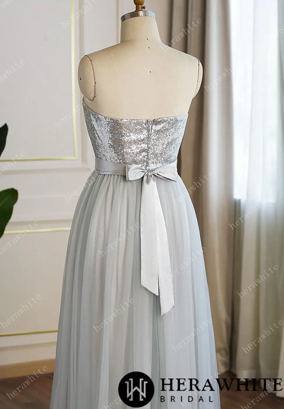 Sequin Strapless A-line Bridesmaid Gown