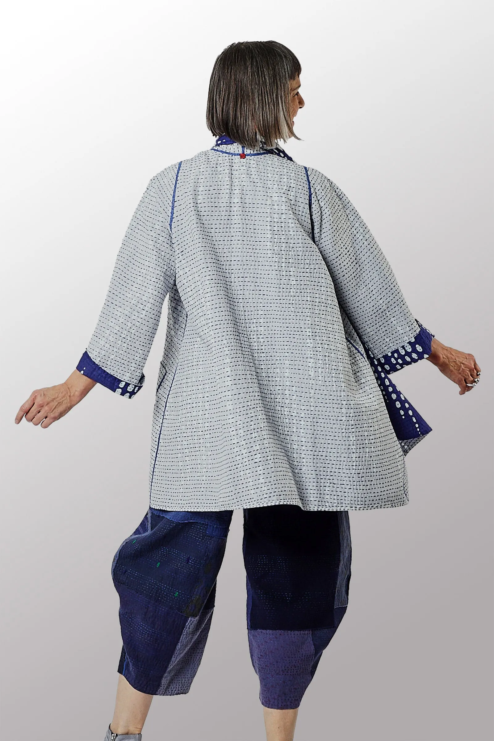 SHIBORI DROP BBK KANTHA A-LINE JKT - sd2003-blu -