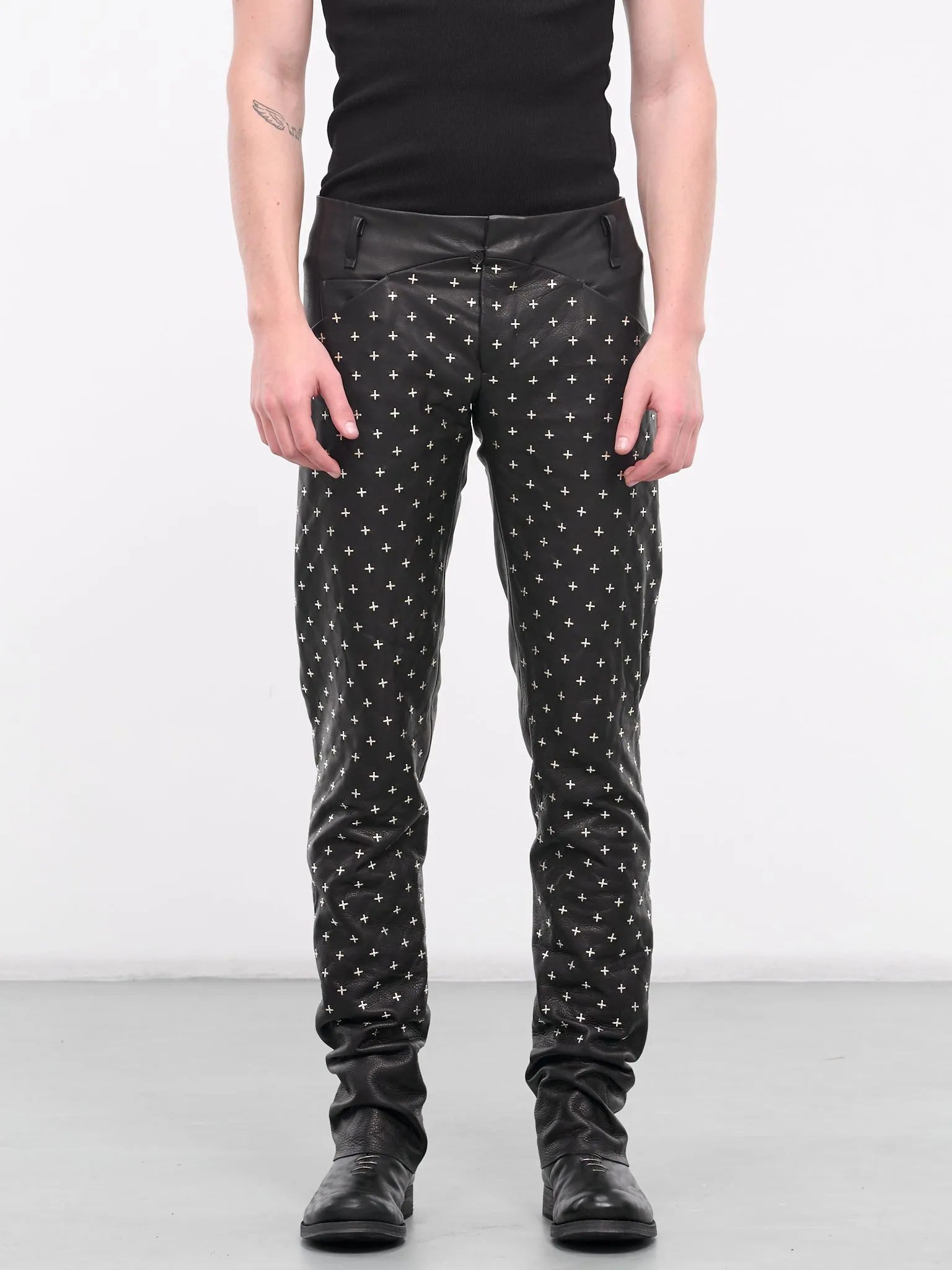 Silver Cross Leather Trousers (P211   SY1-0-BLACK)