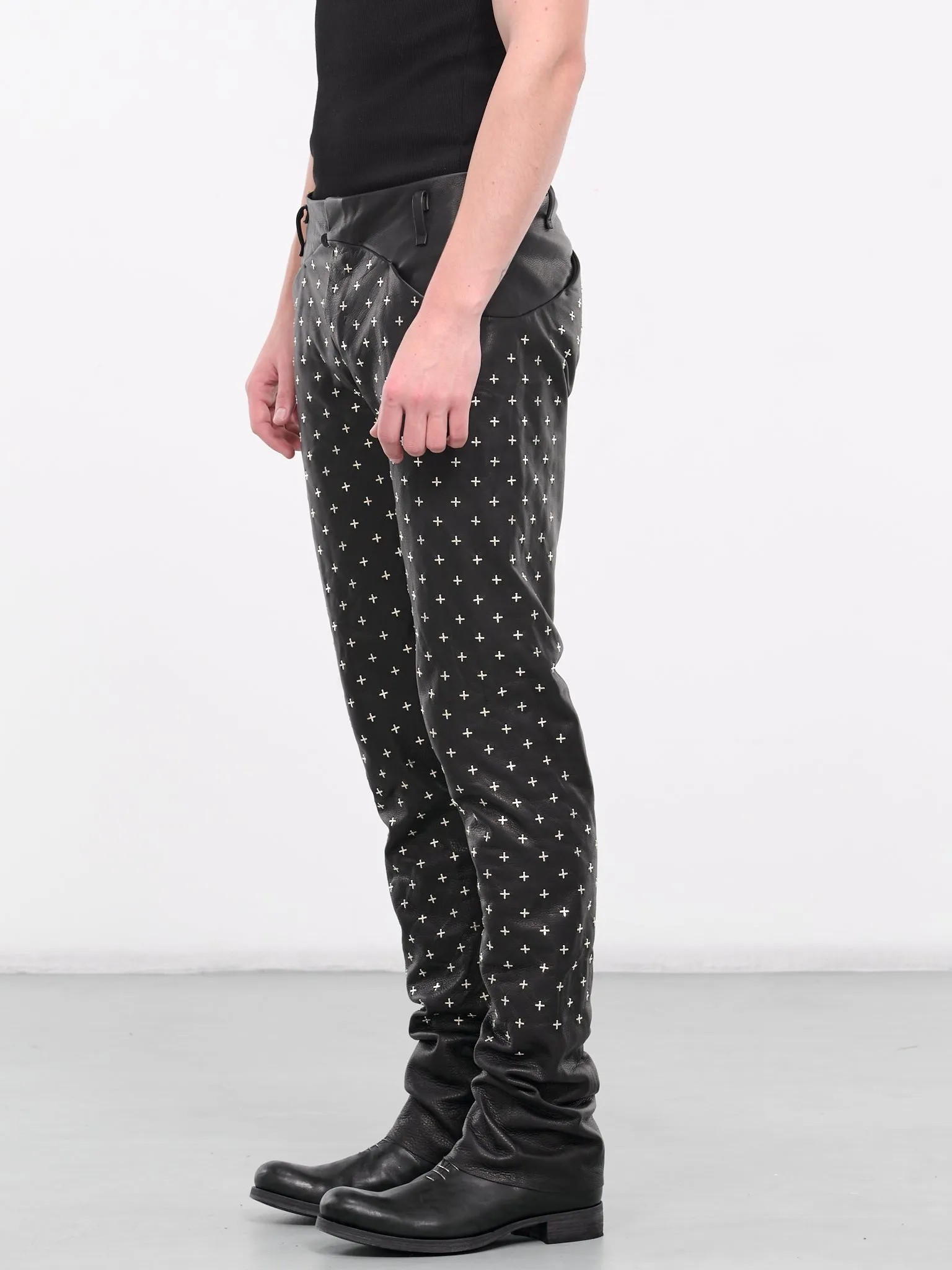 Silver Cross Leather Trousers (P211   SY1-0-BLACK)