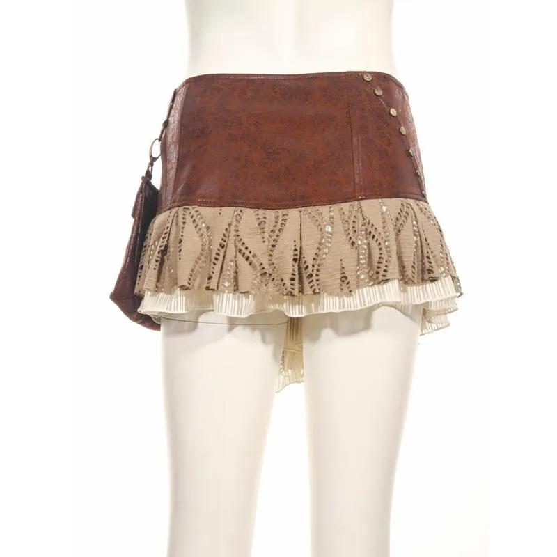 Steampunk short Wraparound Skirt With Pouch