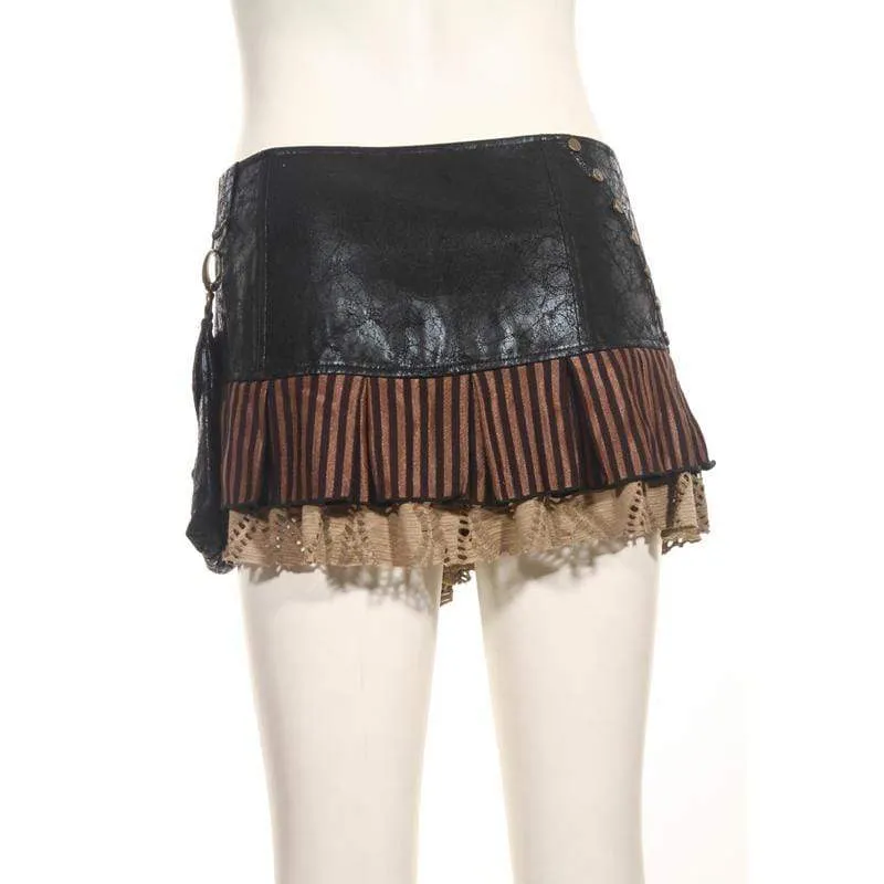 Steampunk short Wraparound Skirt With Pouch