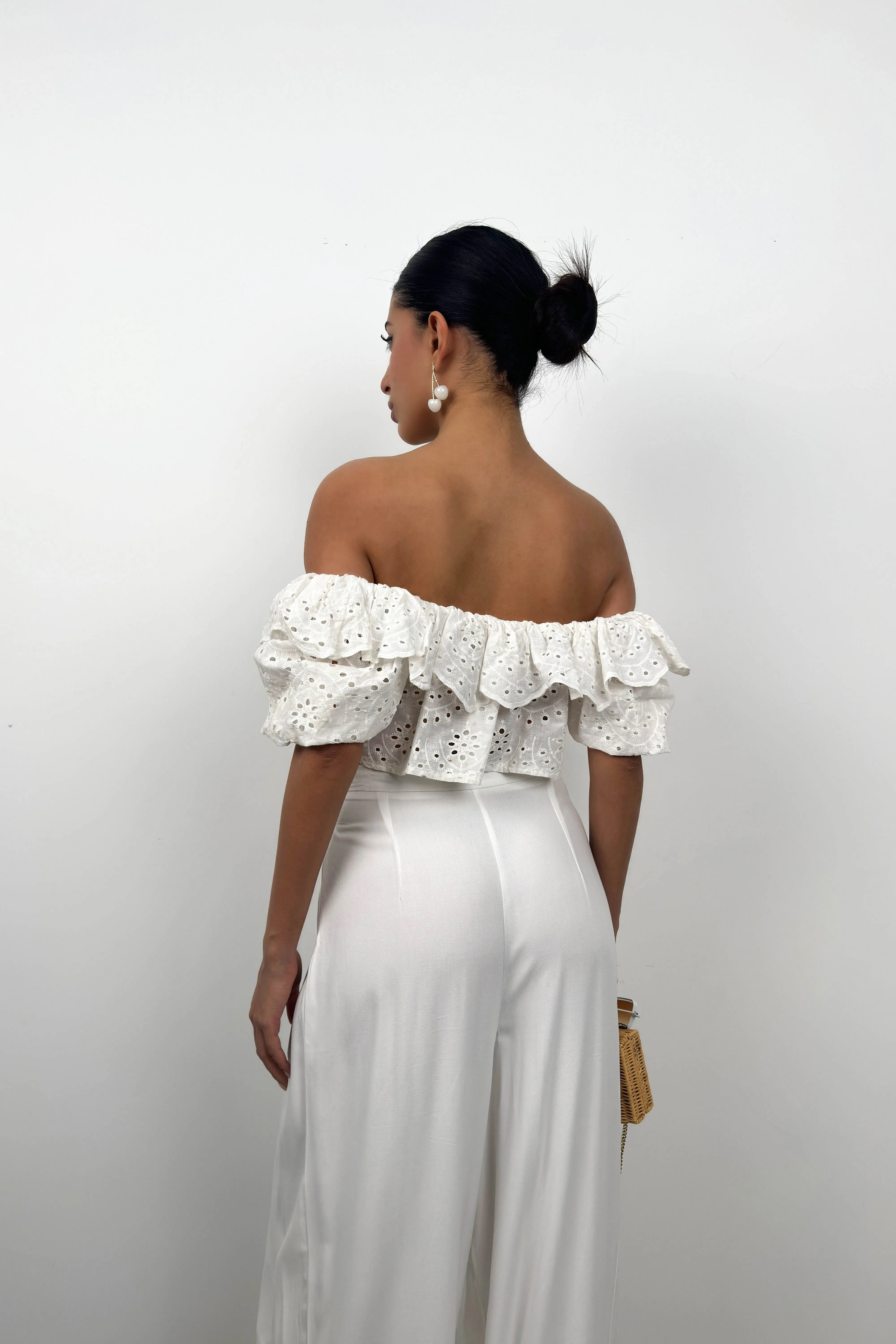 Strapless Embroidered Off Shoulder Top