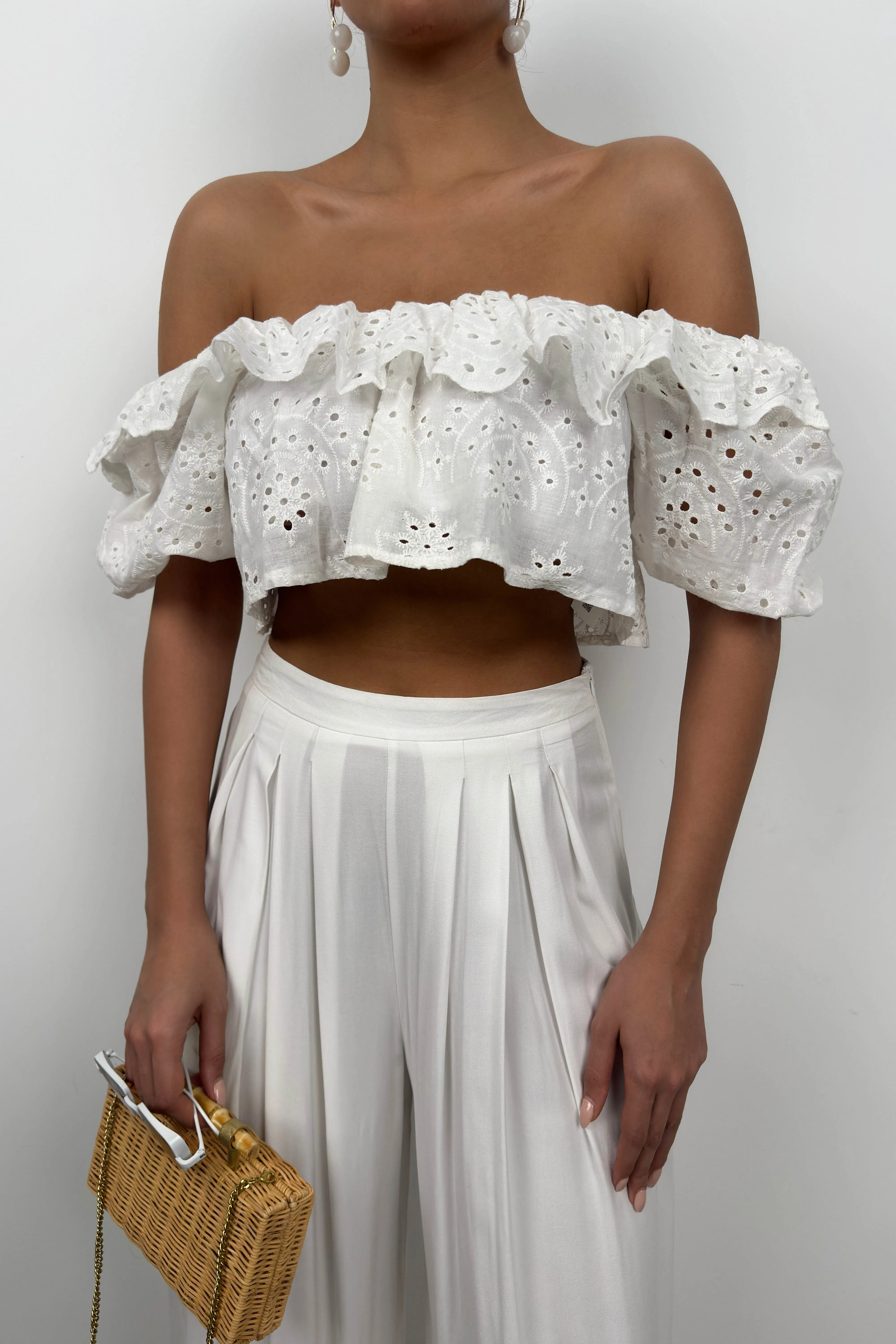 Strapless Embroidered Off Shoulder Top