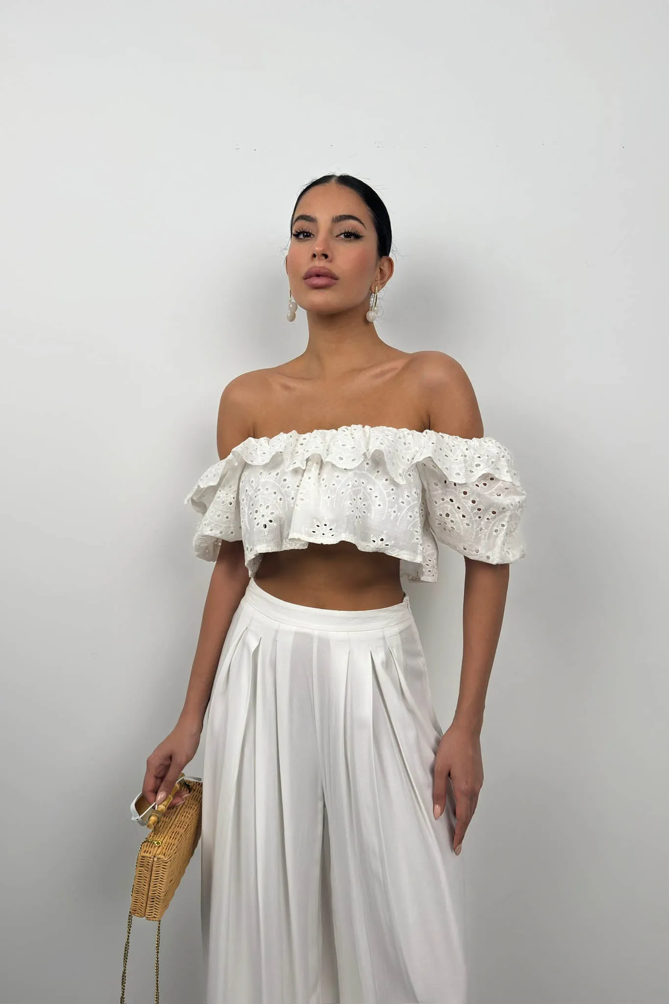 Strapless Embroidered Off Shoulder Top