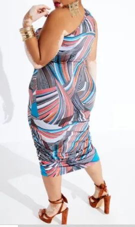 SWIRL ONE-SHOULDER DRESS