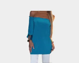 Teal Blue Off Shoulder Top - The Ibiza