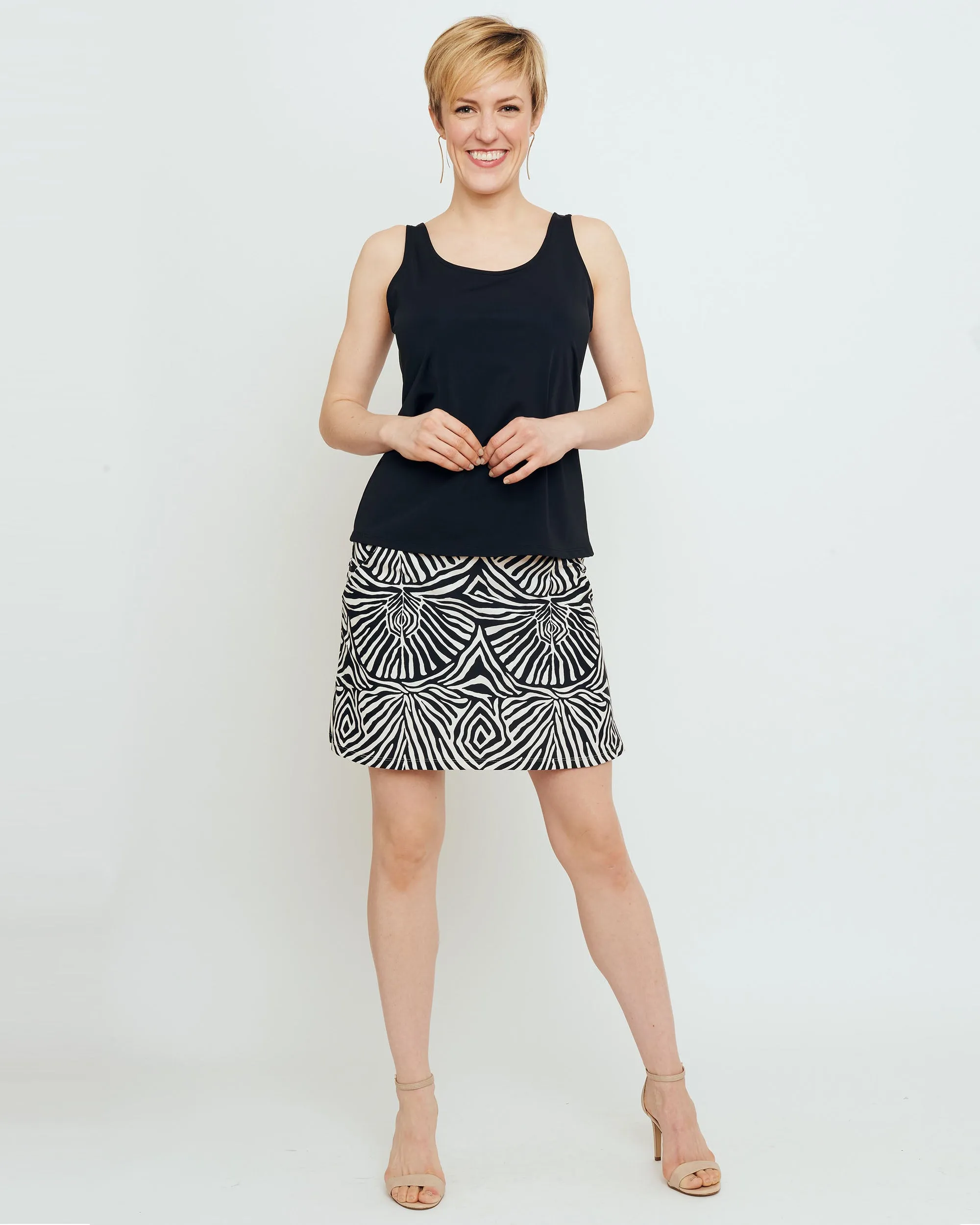 Tenerife Skort in Black Safari Stripes