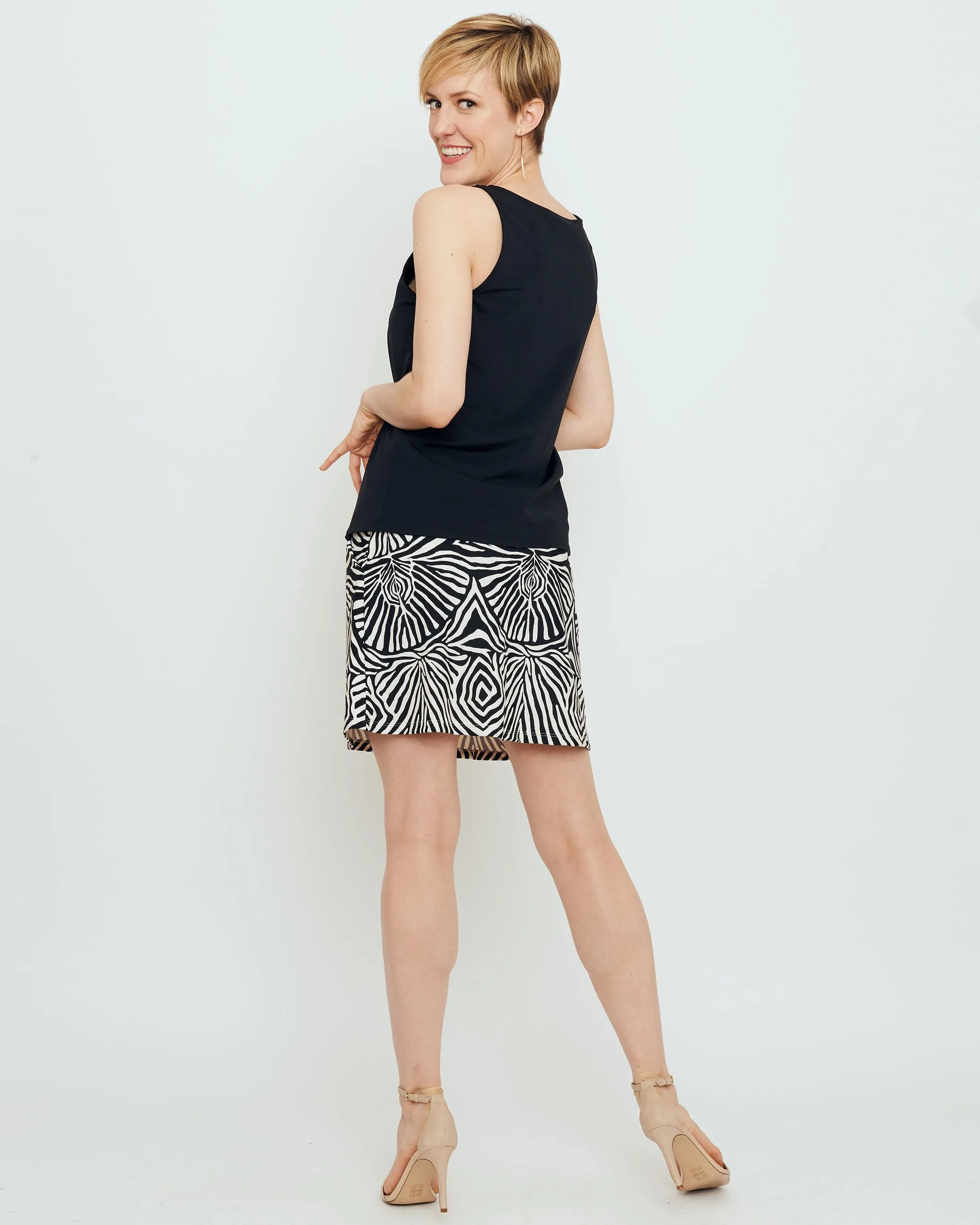 Tenerife Skort in Black Safari Stripes