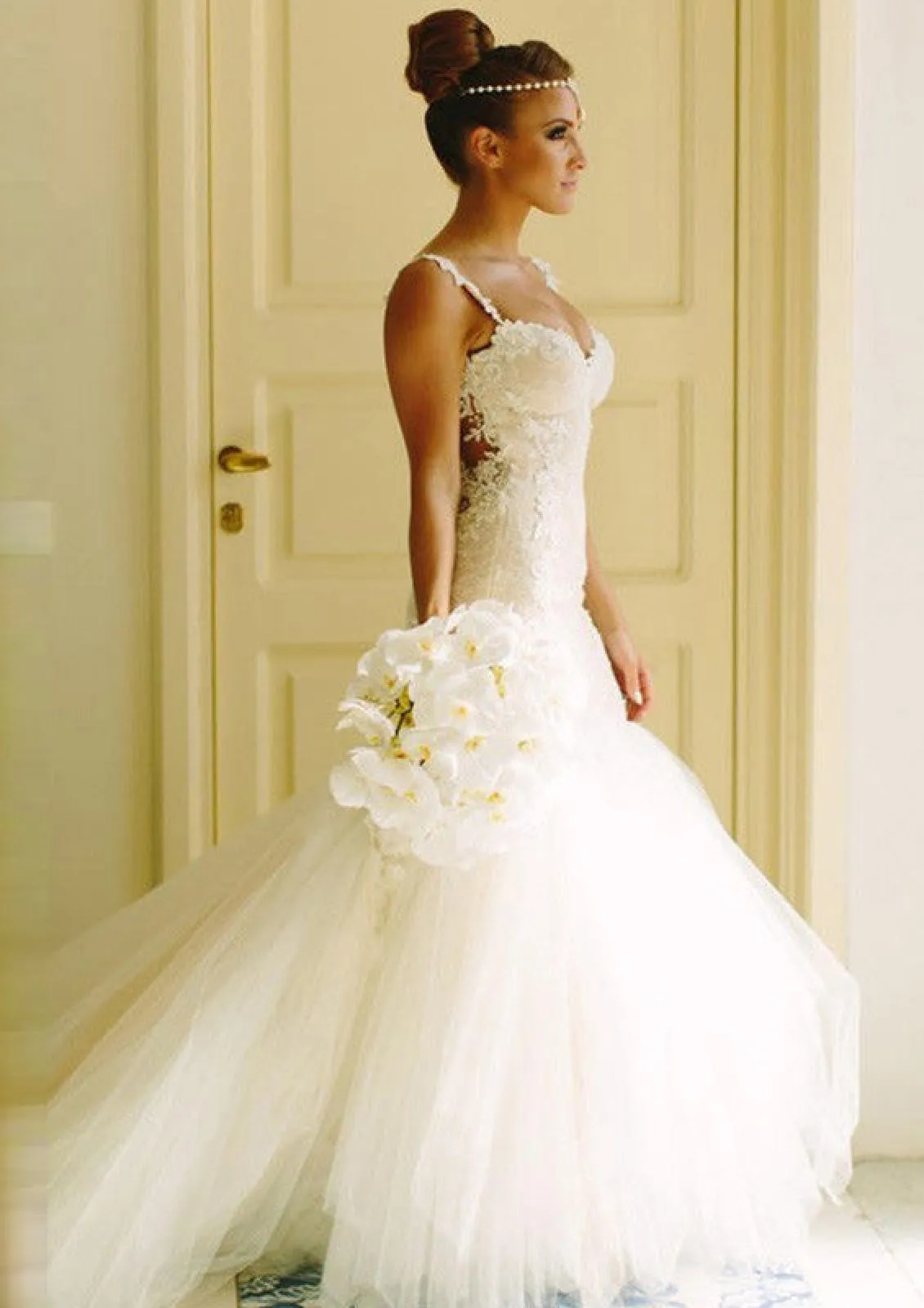 Tulle Wedding Dress Trumpet Backless Strap Sweetheart, Lace