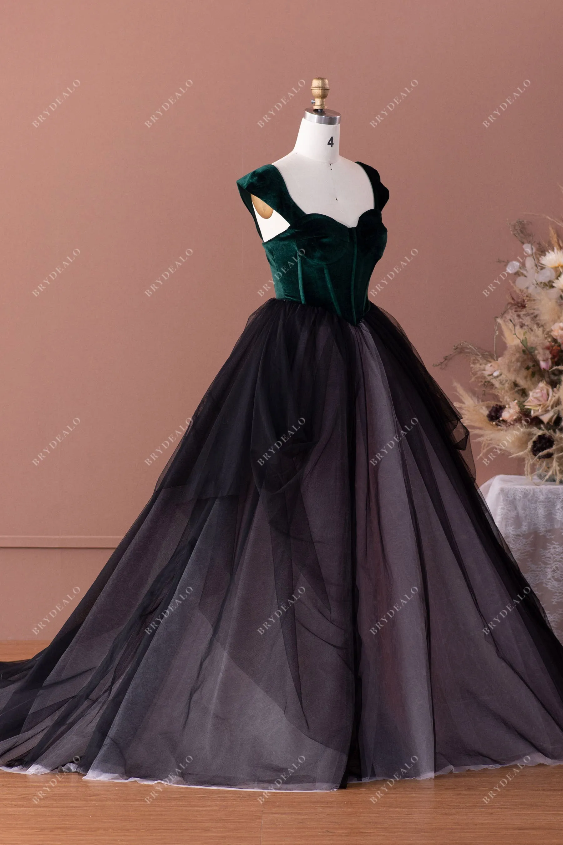 Victoria Velvet Tulle Colored Ballgown Retro Wedding Dress