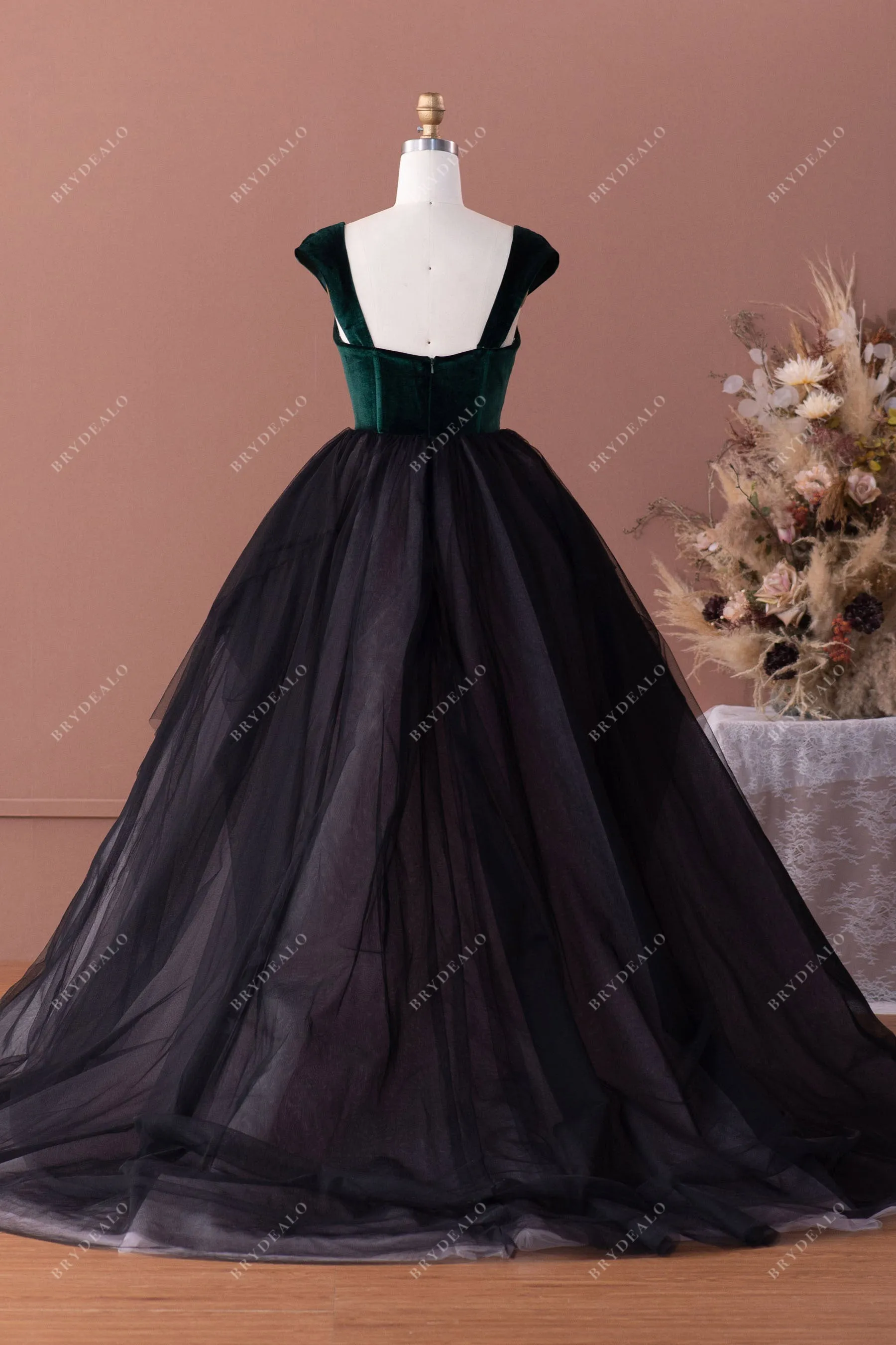 Victoria Velvet Tulle Colored Ballgown Retro Wedding Dress