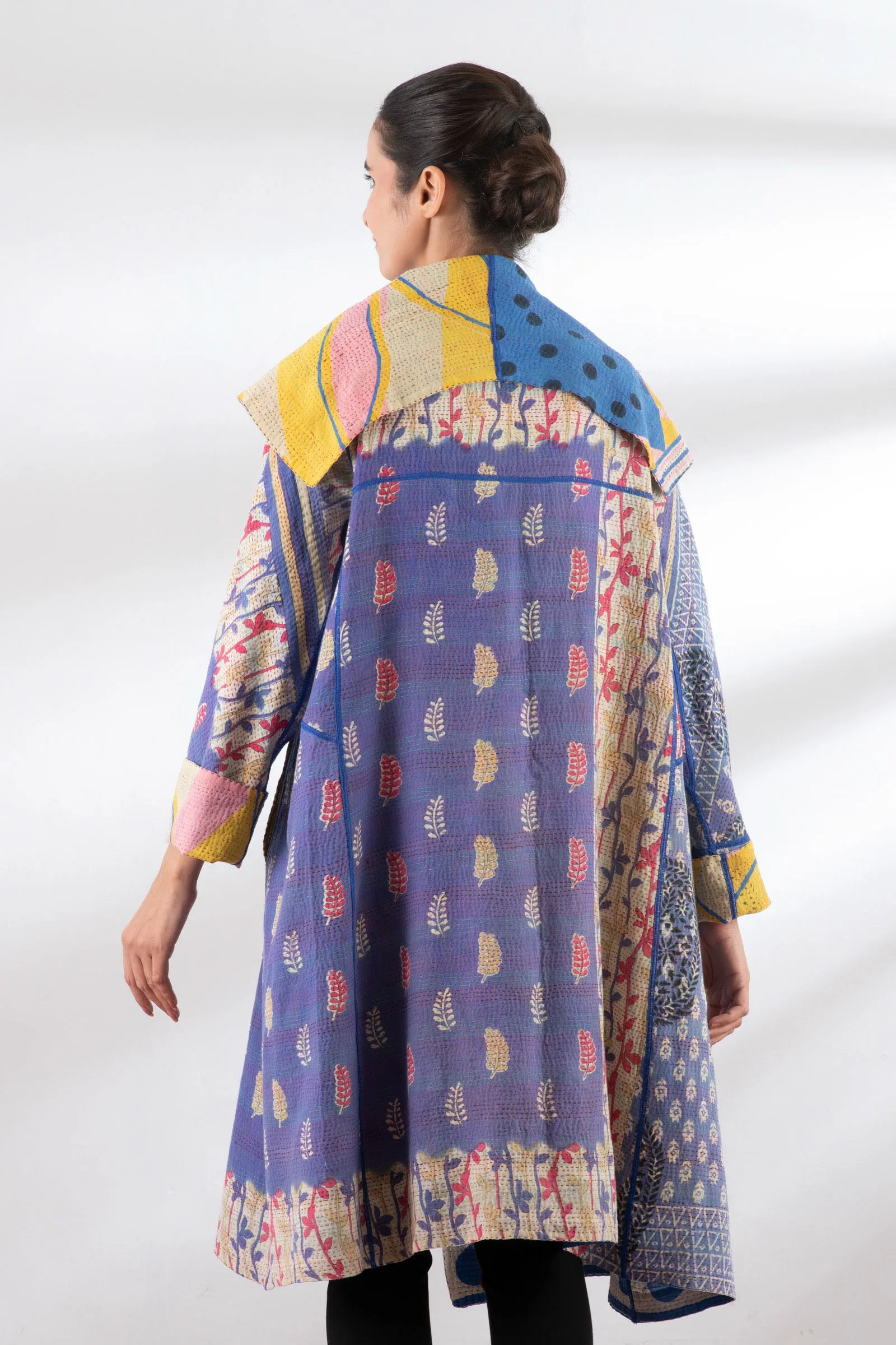 VINTAGE COTTON KANTHA A-LINE COAT