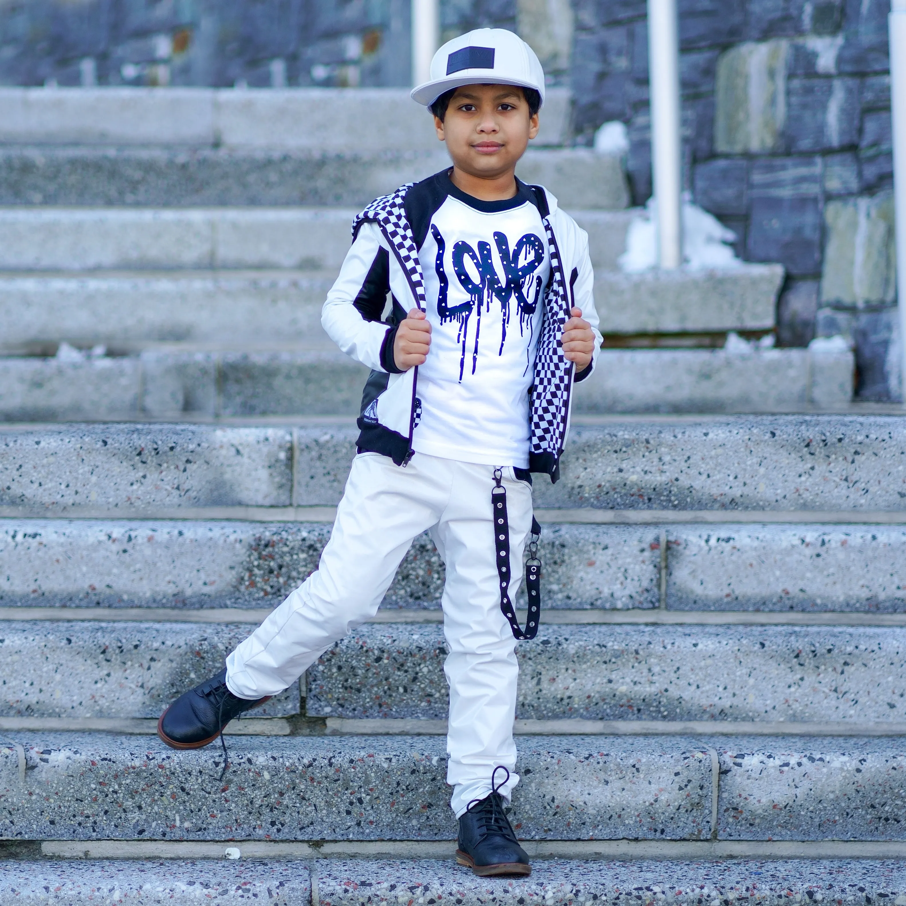 White MJ Pants for kids unisex vegan leather