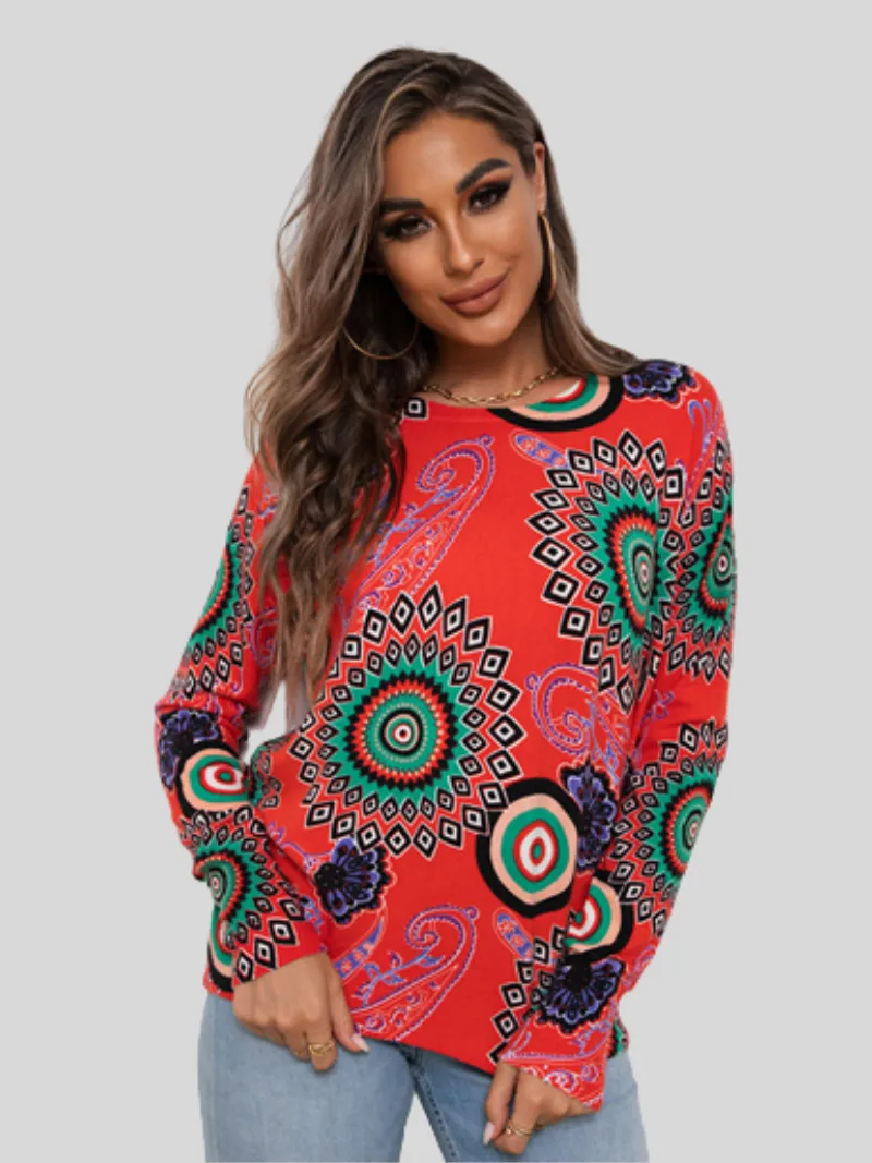 Women's Autumn and Winter Casual Loose Long-Sleeved Round Neck Top