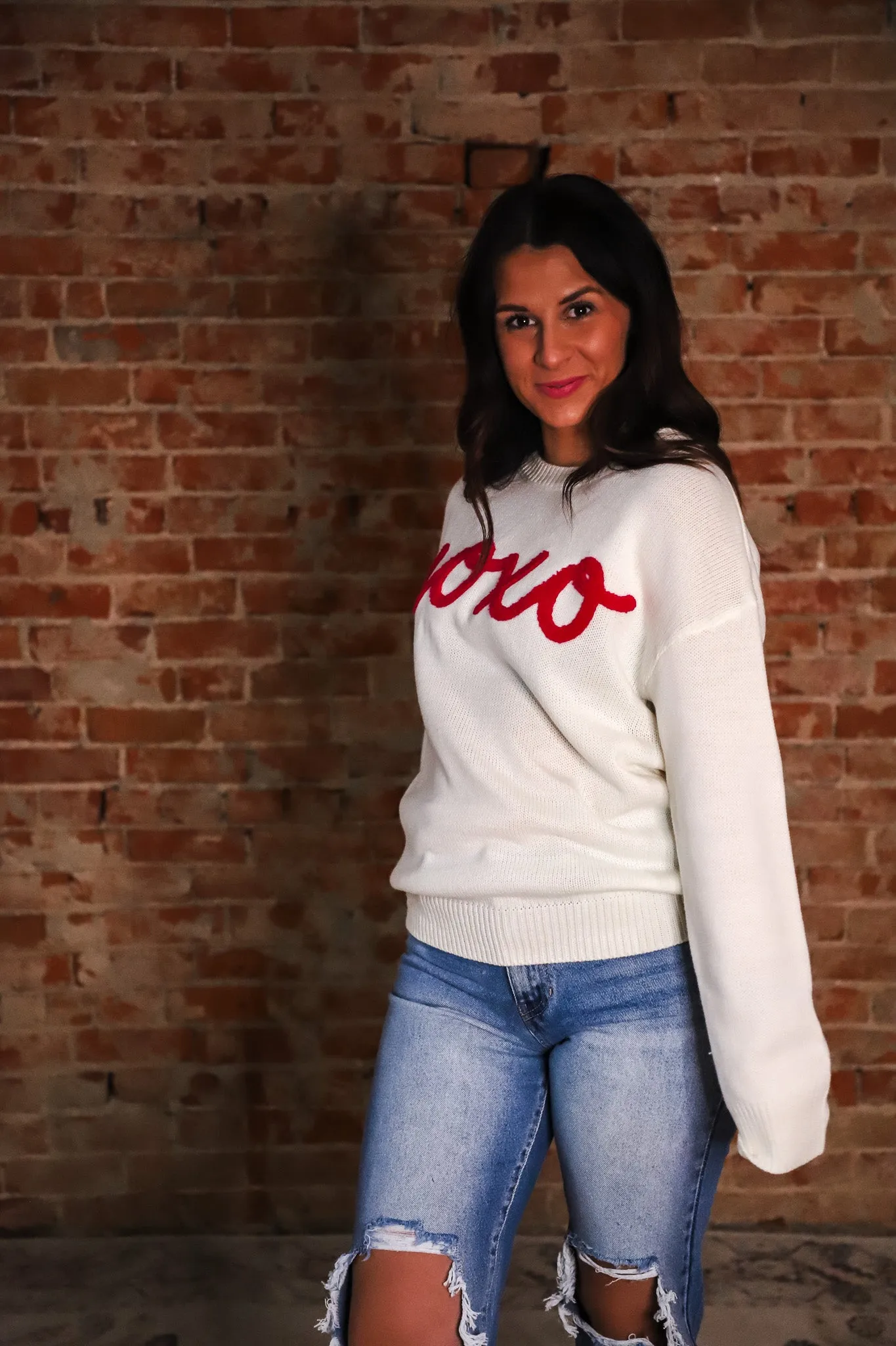 XOXO Puffy Embroidered Sweater